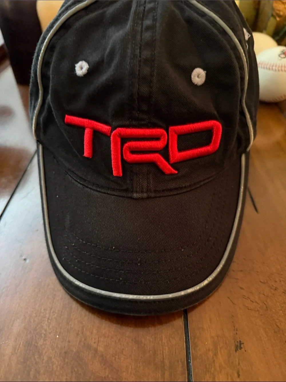 TRD Black Baseball Cap with Red Embroidered Logo - Kids